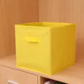 Yellow Foldable Storage Box Fabric Square Clothes Organizer Container for Wardrobe - Small Size [28*28*28] / Yellow