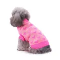 Cute pink heart pattern knitted pet sweater, warm winter dog clothes for small dogs and puppies. - MYD83 Pink Heart Sweater