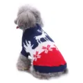 Cute Christmas dog sweater knit winter warm pet puppy clothes apparel red blue festive - MYD88 Reindeer and Snowflake Sweater