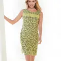Women sleeveless floral print dress summer casual fashion yellow midi dress detail look - Yellow Printed