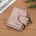Retro rosa nubukleder damen geldbörse kurz mit schnalle kartenfächer kleingeldtasche. - Rosa