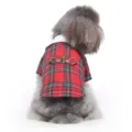 Camicia a quadri rossi per animali con colletto bianco e bottoni, stile britannico. - Taglia S / Smoking Papillon a Quadretti Rossi LF07