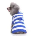 Pull pour chien à rayures bleu et blanc avec capuche vêtements d'hiver chauds pour animaux - M / Bleu à capuche