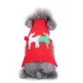 Red knitted Christmas pet sweater for small dogs with cute reindeer pattern and pom-poms. - MYD92 Reindeer and Snowflake Sweater
