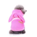 Pink fleece dog hoodie with cute bunny ears, warm pet winter coat, comfortable apparel. - S / Pink