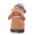 Detail view of plush pet hoodie for small dogs, featuring cute rabbit ears and warm design. - S / Apricot