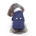 Elegante smoking a righe blu per animali domestici con colletto bianco, ideale per feste e cerimonie. - Taglia L / LF10 abito a righe con cravatta