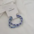 Detail view of twisted braided hair ties, candy colored elastic hair bands for girls. - 2 Pieces/Pack / Blue
