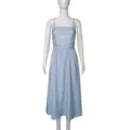 Robe midi à bretelles à carreaux bleus avec jolis nœuds pour les vacances d'été des femmes - S / Robes / Bleu