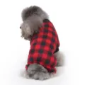 Winter warm dog pajamas in red and black plaid, plush onesie for small and medium dogs. - S / Red/Black Plaid