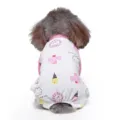 Cute printed pet pyjamas, comfortable four-leg jumpsuit for small dogs, pink and white design. - Elephant (SY56)