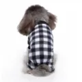 Black and white plaid dog pajamas, cozy fleece four-leg pet jumpsuit for small dogs variant. - S / Black and White Plaid