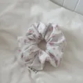 Coletero de pelo floral rosa coreano tamaño mediano accesorio dulce para la mujer - Estilo 1 Rosa Amarillo Floral