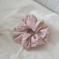 Korean pink floral scrunchie medium hair tie cute fabric hair accessory for women 2025 - Style 8 Pink Embroidered