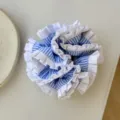 Blauw wit gestreepte geplooide haarscrunchie schattige elastische paardenstaart haarbandje - Lichtblauw Gestreepte Scrunchie