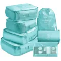 Lot de 7 Organisateurs de Bagages Voyage Bleu Clair Cubes de Rangement pour Valise - Ensemble de 7 trousses de toilette - bleu coréen