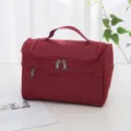 Kationische Oxford-Stoff Reise-Kulturbeutel Kosmetiktasche Organizer mit Griff und Reißverschluss. - L / Burgunderrot