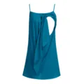 Teal nursing camisole detail showing the soft draped layer and easy feeding access design. - M / Tops / Blue