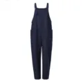 Women solid color casual overall jumpsuit with straps and pockets, comfortable daily wear style. - 3XL / Blue