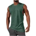 Men's dark green athletic sleeveless muscle tank top featuring a clean solid design. - S / Tops / Green