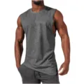 Men's solid color sleeveless muscle tank top, perfect for gym workout, fitness, and casual wear. - S / Tops / Gray