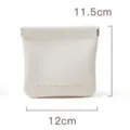 Mini poche de rangement en cuir blanc, sac de fermeture automatique portable pour écouteurs. - S / Beige