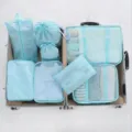Travel packing cubes set 8-piece waterproof luggage organizer bags for clothes travel essentials - Bright Blue