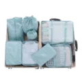 Set de 8 bolsas organizadoras de viaje cubos de almacenamiento impermeables para ropa. - Azul Coreano