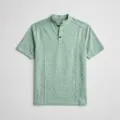 Men casual short sleeve knit T-shirt stand collar top light green color variant style - S / Light Green