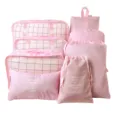 Pink travel packing cubes 8-piece set luggage organizers for clothes waterproof bags - Pink