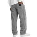 Men's corduroy straight leg casual pants retro vintage style grey cargo trousers - M / Gray