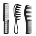 Nahaufnahme des professionellen schwarzen Haarkamm-Sets, langlebiges Zahn-Design für Barber. - 3er-Pack / Haarstyling 3-Teiliges Set