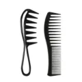 Schwarzer Haarkamm Set Kunststoff Große Zähne Styling Friseur Kämme für Salon Alltagspflege - 2er Set / Zweiteiliges Set