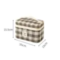 Tragbare Karo Kosmetiktasche mit Griff, Reise Make-up Organizer Aufbewahrung 25x15x15.5cm - Deckel Und Boden Box / Karo