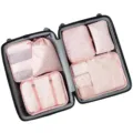 Reiseorganizer Packtaschen 6er Set für Koffer tragbare Kleiderbeutel rosa Streifen - Rosa Streifen