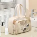 Beige transparente Mesh Kulturtasche, große Kapazität trockene nasse Trennung Kosmetiktasche - Basisversion (Ohne Schuhfach) / Elegantes Beige