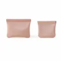 Mini pochette de rangement portable pour câbles et cosmétiques en rose poudré. - Ensemble Grand et Petit / Rose
