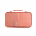 Small orange pink travel document organizer bag passport holder multi-layer storage pouch - S / Orange Pink