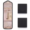 Portable black faux suede jewelry roll travel folding organizer bag for earrings and rings - S / Black