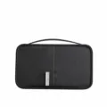 Small travel document organizer black passport holder multi-layer card storage bag - S / Black