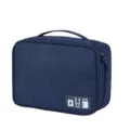 Portable waterproof digital storage bag, cation travel electronic organizer for cables, chargers. - Navy Blue