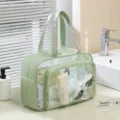 Grüne transparente Kulturtasche mit großer Kapazität, wasserdichte und trockene Badetasche. - Basisversion (Ohne Schuhfach) / Frisches Grün