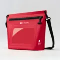 Red waterproof dry bag with clear touch screen window and adjustable shoulder strap, IPX7. - IPX7 Airtight Touch Screen Style / Red