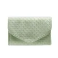 Light green woven pattern foldable jewelry storage bag and portable travel organizer case. - L / PU Green