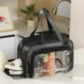 Trousse de toilette de voyage imperméable grande capacité sac de maquillage transparent. - L / Avec compartiment à chaussures / Noir