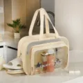 Trousse de toilette de voyage imperméable grande capacité séparation humide sèche maquillage - L / Avec compartiment à chaussures / Beige