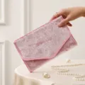 Pink velvet jewelry roll bag, portable travel fold storage organizer for earrings studs. - L / Velvet Pink