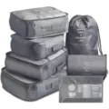 Set de 7 sacs de rangement de voyage, cubes d'emballage gris pour bagages et vêtements. - Ensemble de 7 trousses de toilette - gris