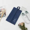 Portable foldable travel shoe storage bag dustproof waterproof blue footwear organizer zipper pouch - L / Navy Blue