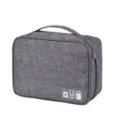 Grey Cationic Waterproof Travel Digital Storage Bag, Portable Electronic Organizer Pouch - Double Layer / Gray